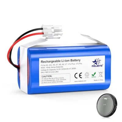 Image de melasta Batterie pour Aspirateur 14.8V 3200mAh Li ion ILife A4, A4s, A6, V7, A7, A8, A9, V7s Plus, Pro, X620, Y8H4 Series, Dibea D960 GT200 GT9 V750 V780 V780s V870