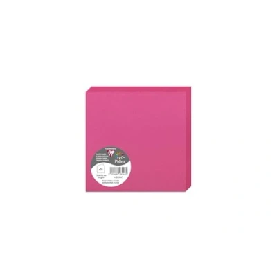 Image de Clairefontaine 2824C Paquet de 25 Cartes Doubles Format Carré 13,5x13,5cm 210g/m² Coloris Rose Fuchsia Cartons d&#039;Invitation Evènements et Correspondance Gamme Pollen Papier Premium Lisse