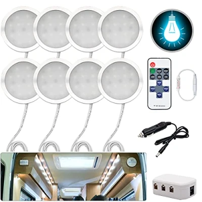Image de JUTTAUTO Spot LED intérieur 12 V 3 W encastrable pour camping car, camion, caravane, bateau, bus (8 lumières)