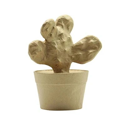 Image de Décopatch HD047C Un support en papier brun mâché 9,5x13x16,5 cm, Cactus raquette