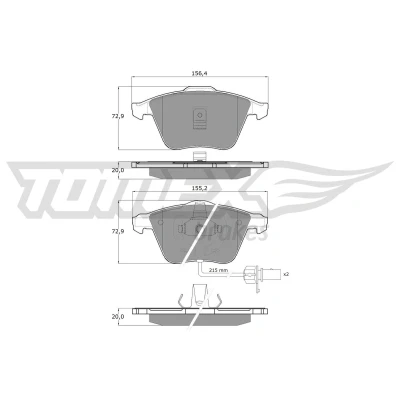 Image de TOMEX brakes TX 13 14 Jeu de plaquettes frein Essieu avant contact signal d&#039;usure inclus AUDI: A6 C5 Avant, Berline, Allroad