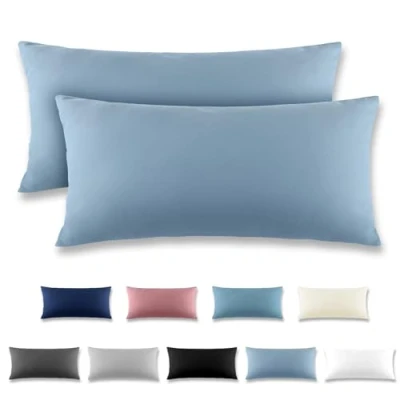Image de REDKEY Taie Oreiller 40x80 Gris Bleu Lot de 2 Taies d&#039;Oreillers 40 x 80 Carré en Microfibre Brossée, Housse Coussin avec Fermeture Éclair