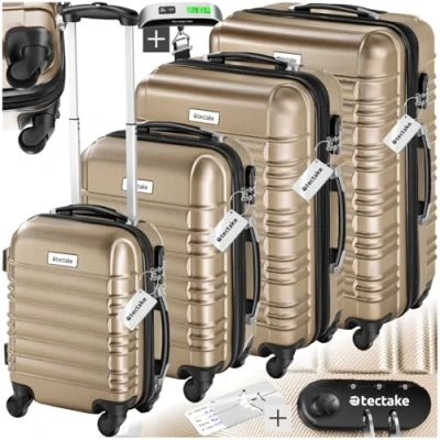 Image de TecTake® Set de Valise Voyage 4 Tailles Grande Taille Cabine Petite Sacs Maternité ABS avec roulettes Pivotantes 360 Cadenas Poignée télescopique