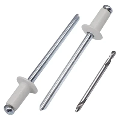 Image de SKIR&#039;CO Lot de 100 rivets aveugles peints 3,2 x 8 mm en aluminium avec foret inclus (gris blanc RAL 9002)
