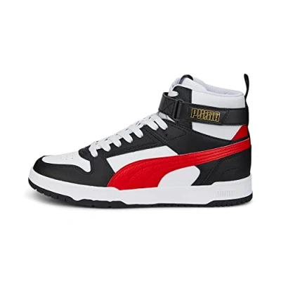 Image de Puma RBD GAME Unisex Baskets montantes, Taille: 38, White/high risk red/black/team gold cuir et imitation de
