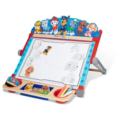 Image de Melissa &amp; Doug PAW Patrol La Pat&#039; Patrouille Centre d&#039;art,Chevalet de table, Matériaux dessin et peinture, Jouets en bois,Loisirs créatifs, Cadeau pour garçons filles 3 4 5 6 7 8 ans
