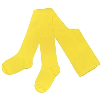 Image de Weri Spezials Collants pour bébé et enfant fille en coton uni lisse, jaune, 92/98 cm