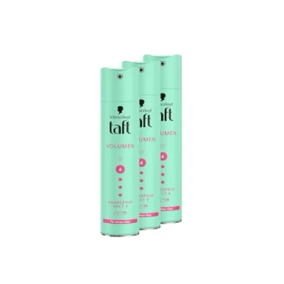 Image de Schwarzkopf Taft Lot de 3 sprays capillaires volume (3 x 250 ml), niveau tenue 4, spray pour cheveux fins, formule végétalienne*