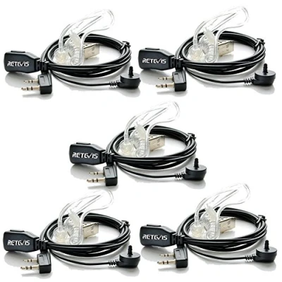 Image de Retevis Talkie Walkie Oreillette 2 Broches Tube Acoustique Transparent Écouteur Compatible avec RT24 RT27 RT622 RT85 RT86 BaoFeng UV 5R BF 888S Kenwood (5 Pcs)