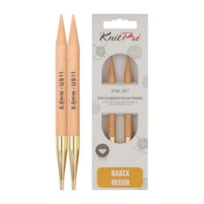 Image de KnitPro Basix Aiguilles à Tricoter circulaires interchangeables, Bouleau, Multicolore, 11.6 x 0.8 cm