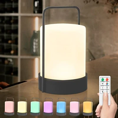 Image de MALUX Lampe d&#039;extérieur sans fil en métal LED rechargeable par USB de table portable avec RBG 8 couleurs Pour table, bar, barbecue, camping, jardin, terrasse, salon