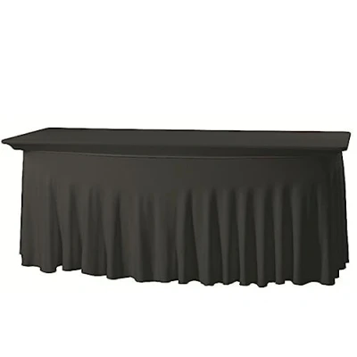 Image de GABALITAINS Nappe Spandex JUPONNEE pour Table rectangulaire Housse Extensible Trestle Elasthanne (Noire, 6ft (183x75x75 cm))