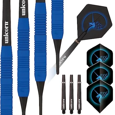 Image de Unicorn S/T Core Plus Win Fléchettes en Laiton Bleu, Mixte, 4251, 16 g