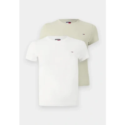 Image de Tommy Jeans C NECK TEE 2 PACK Tshirt basique, Femme, Taille: 34, Ecru / misty sage