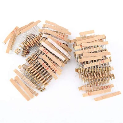 Image de Assortiment de résistances,1000pcs Kit résistance 100 valeurs,5% 1/2W 1 10M Ohm Set Résistances à couche carbone pour projets bricolage et expériences,Composants électroniques