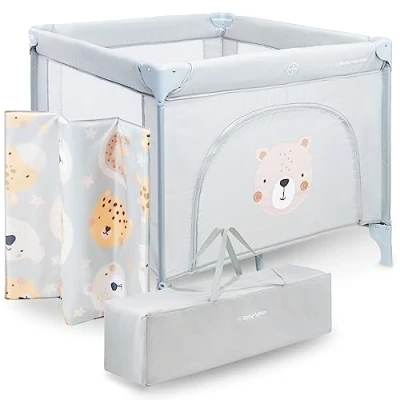 Image de Moby System Parc pour Enfants avec Matelas et Sac de Transport, Grandes, Pliables, Ours en peluche