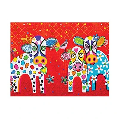 Image de Maxwell &amp; Williams Serviette de Table 100% Coton, Imprimés Vaches Colorées, Collection Love Hearts by Donna Sharam, 50 x 70 cm Multicolores