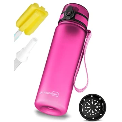 Image de My Vesperbox Minny gourde pour enfant étanche avec paille ou tamis 350ml, 500ml en tritan léger sans BPA maternelle, école