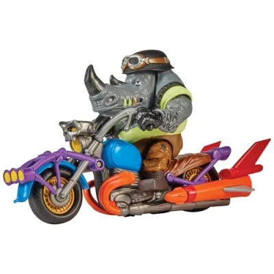 Image de Teenage Mutant Ninja Turtles Mayhem Chopper Cycle 83447 Figurine Exclusive Rocksteady pour Les garçons de 4 à 7 Ans et Fans TMNT