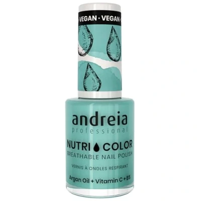 Image de Andreia Professional NutriColor Vernis à Ongles Vegan Respirant Couleur NC33 Turquoise Clair d&#039;Andreia 10.5ml Nail Art DIY, et Non Testé sur les Animaux, Soin + en une Étape