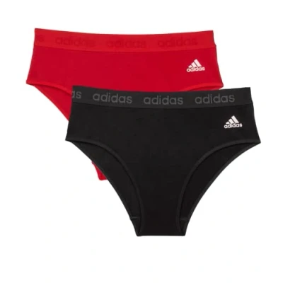 Image de adidas Comfort Flex Scoop Ensemble Bikini en Coton pour Femme sous vêtement de Style, Noir/Rouge Vif, L (Lot 2)