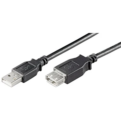 Image de Ewent Câble USB 2.0 Type A/Mâle à A/Femelle, Double Blindage AWG 28 en cuivre, débit de Transfert jusqu&#039;à 480 Mbit, 1,8 m, Noir