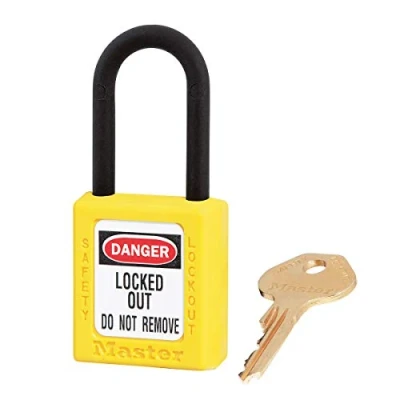 Image de Master Lock 406YLW Cadenas de Consignation en Thermoplastique Diélectrique pour Installations Electriques, Jaune, Anse 3,8 x 2 cm