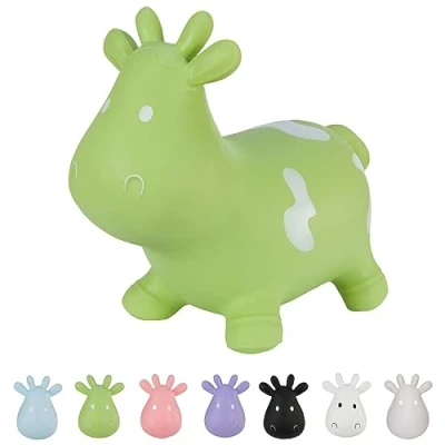 Image de Hoppimals Tootiny Animal Sauteur Gonflable Vache, Sauteur, Jouet Développe la motricité A partir de 12 Mois avec Pompe à air Incluse