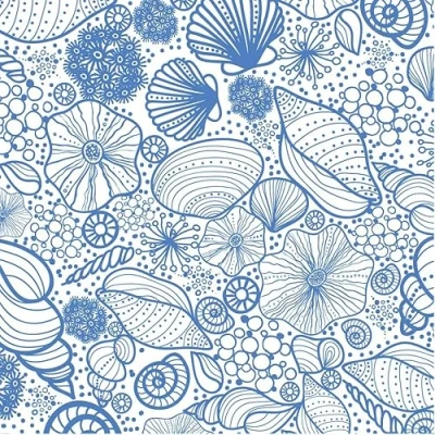 Image de Lot de 20 serviettes motif coquillages Décoration table Decoupage Technique 33 x cm