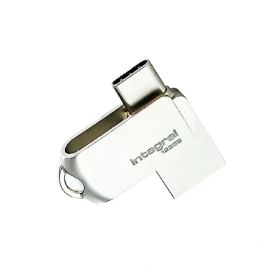 Image de Integral 128GB 360 Dual USB 3.2 Gen 1 Type C &amp; A Clé avec boîtier métallique Solide, Vitesses de Transfert Rapides et fonctionnalité Plug Play Simple