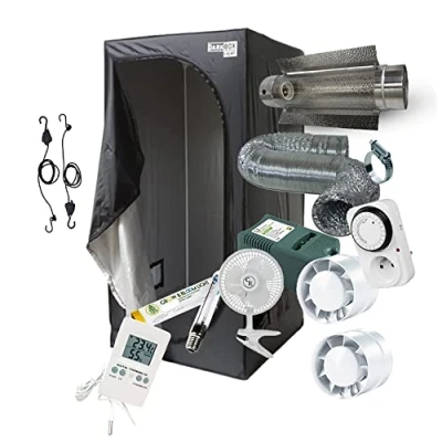 Image de Pack Chambre de culture complet 80x80x160 / 100x100x200 120x120x200cm 250W 400W 600W au choix! Kit avec eclairage HPS Cooltube, Timer, Extracteur et Ventilateur. (100x100x200cm 400W)
