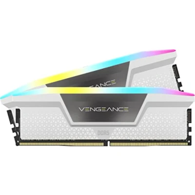 Image de CORSAIR VENGEANCE RGB DDR5 RAM 32Go (2x16Go) 5200MHz CL40 Intel XMP Compatible iCUE Mémoire d&#039;Ordinateur Blanc (CMH32GX5M2B5200C40W)