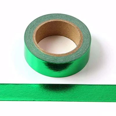 Image de Syntego Ruban de masquage auto adhésif décoratif en feuille solide Washi Tape 15 mm x 10 mètres (Vert)