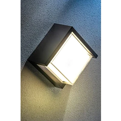 Image de CGC Lighting Applique murale d&#039;extérieur à LED noire, carrée, 4000k