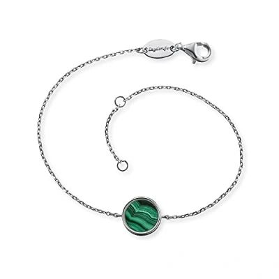 Image de Engelsrufer Bracelet pour femme en Argent sterling et pierre de force Fermoir mousqueton Réglable deux longueurs Sans nickel, 1 Stein, sterling, malachite