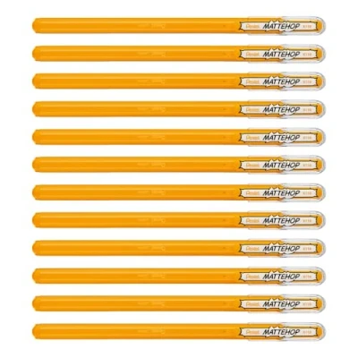 Image de Pentel Mattehop Lot de 12 rouleaux à gel Jaune/orange 1,0 mm