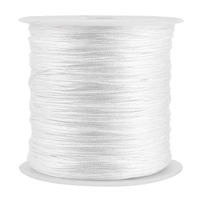 Image de VIFERR 100m x 0.8mm Cordon en Nylon, Rattail Satin Macramé Chinois Noeud Fil Blanc pour Bijoux Bracelet Collier Perles
