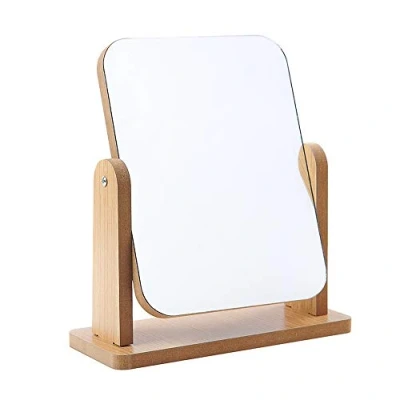 Image de Hosoncovy Miroir de Maquillage Table Rotatif à 360 degrés avec Support Bureau en Bois Transparent Haut rectangulaire Debout Libre