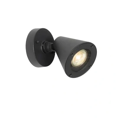 Image de Qazqa ciara Applique murale 1 lumière L 10 cm Noir Moderne éclairage extérieur