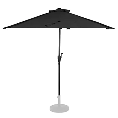 Image de VONROC Parasol déporté Magione Premium 270x135cm de Balcon Demi Rond Noir/Anthracite Installation Facile Protection UPF 50+ Housse Incluse