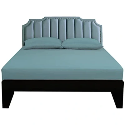Image de Lirex Drap Housse, 180 x 200 cm 100% Coton 300 Fils/cm² Housse Doux et Respirant, Bleu