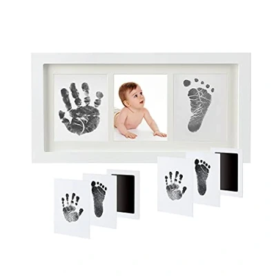 Image de Kit Empreinte Pieds et Mains Bébé, Cadre Chien, Enfant Clean Touch Tampons, Cadres Souvenir de Vie Idéal pour les Enfants 0 à 12 mois
