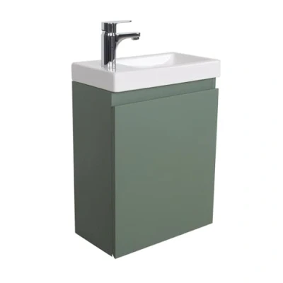 Image de Ensemble lave mains vert + robinet LISA