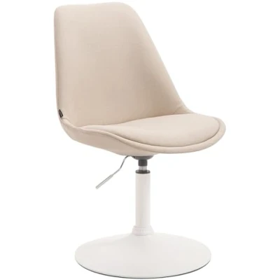 Image de CLP Chaise De Salle A Manger Mavevick en Tissu I Design Retro Ajustable Et Pivotante Pied Métal, Couleur:crème, Couleur du Cadre:Blanc