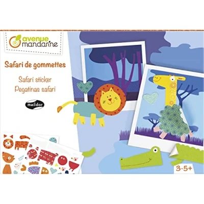 Image de Avenue Mandarine KC044C Une boite créative SAFARI de gommettes 10 polaroïds pré imprimées + 8 planches À partir 3 ans