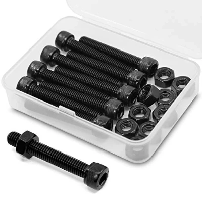 Image de M8 x 40mm 10PCS Vis cylindriques Boulon à tête hexagonale Entièrement Filetée Boulons et écrous en Acier au Carbone 12,9(Noir)