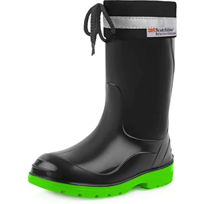 Image de Ladeheid Bottes de Pluie Mixte Enfant en Caoutchouc Resistantes à l&#039;eau pour Fille et Garçon Chaussures Imperméables LA 972 (Noir/Vert, 30 EU)