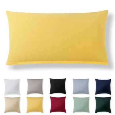 Image de Alreya Taie Oreiller 40x80 Coton Jaune 100% Jersey Coton, Housse de Coussin cm, Taies d&#039;oreiller en avec Fermeture éclair 40 x 80 cm