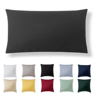 Image de Alreya Taie Oreiller 40x80 Coton Anthracite 100% Jersey Coton, Housse de Coussin cm, Taies d&#039;oreiller en avec Fermeture éclair 40 x 80 cm