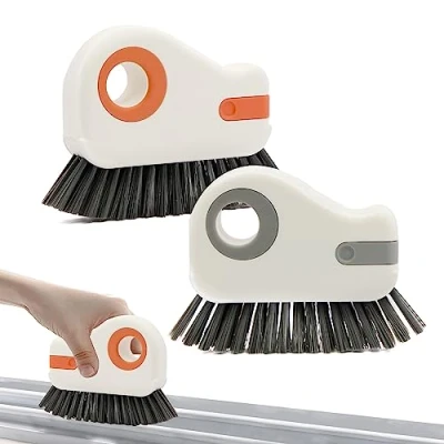 Image de Rainure Nettoyage Brosse Fenêtre Brosses 2 en 1 Multifonction Rail Rapide Outil pour Nettoyer Les fenêtres Salle de Bain Cuisine Coins Espaces, Pièces